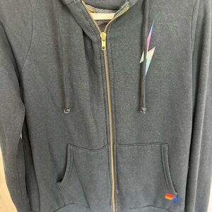 Aviator Nation charcoal grey Hoodie with Multicolor Lightning Bolt